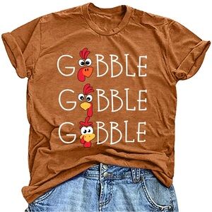 Brown Gobble Gobble Graphic T-Shirt